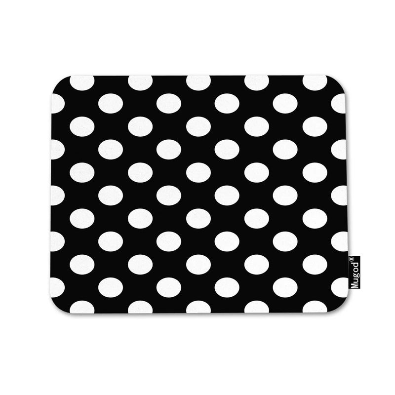 Mugod Polka Dot Mouse Pad Abstract Circle Geometric Pattern Retro Black and White Mouse Mat Non-Slip Rubber Base Mousepad for Computer Laptop PC Gaming Working Office & Home 9.5x7.9 Inch - Image 1